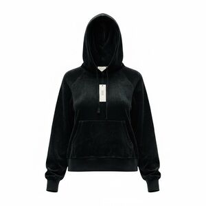 Unsubscribed Black Velour Cropped Hoodie Sweatshirt in a small